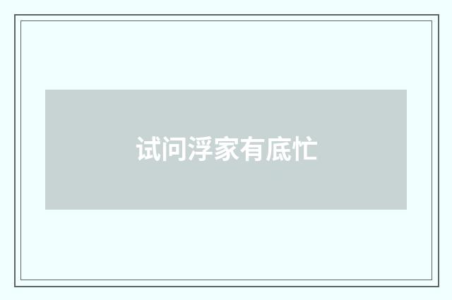 试问浮家有底忙