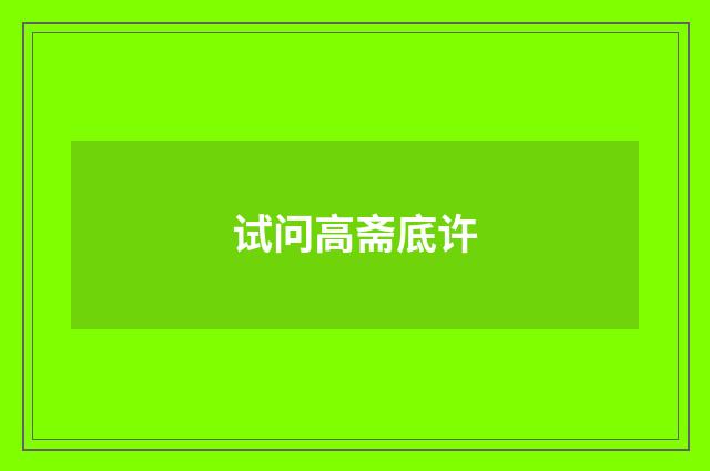 试问高斋底许