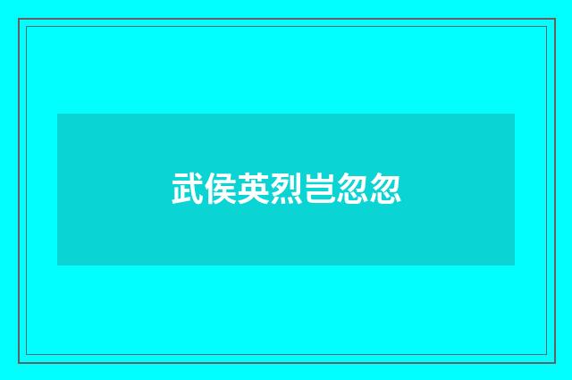 武侯英烈岂忽忽