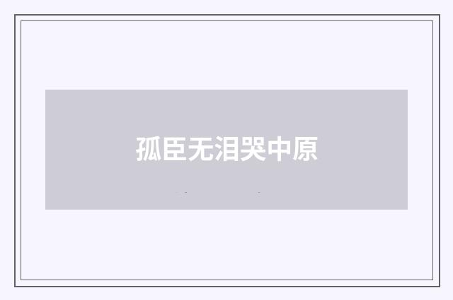 孤臣无泪哭中原