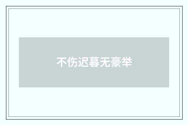 不伤迟暮无豪举