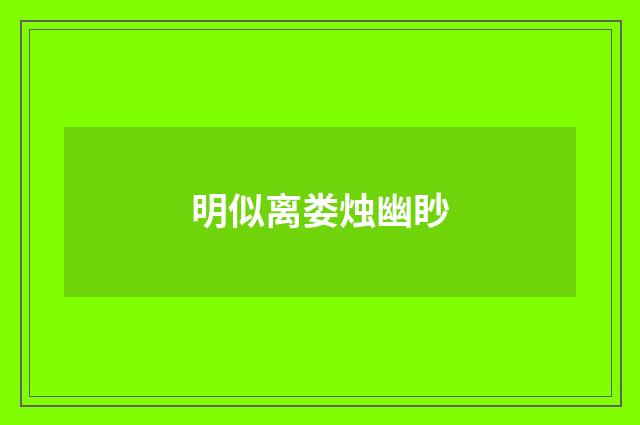 明似离娄烛幽眇