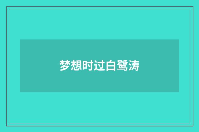 梦想时过白鹭涛