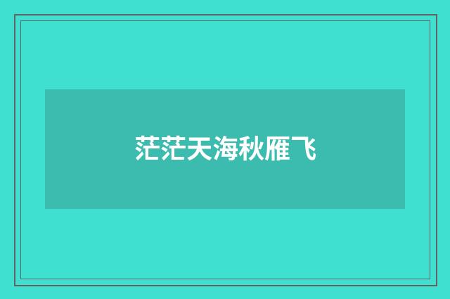 茫茫天海秋雁飞