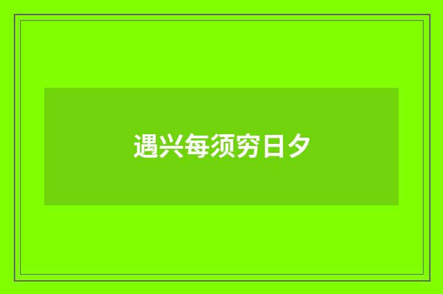 遇兴每须穷日夕