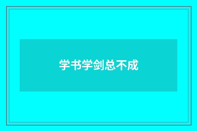 学书学剑总不成