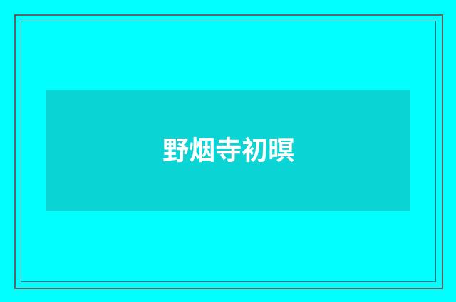 野烟寺初暝
