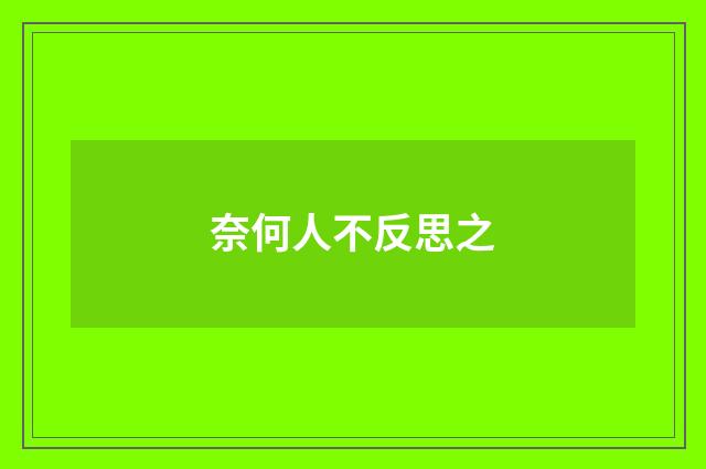 奈何人不反思之