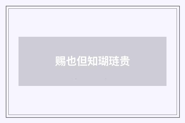 赐也但知瑚琏贵