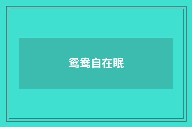 鸳鸯自在眠