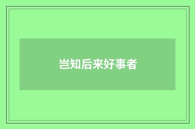 岂知后来好事者
