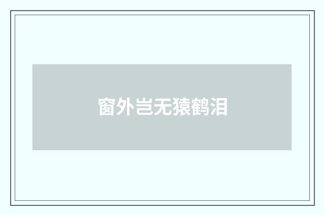 窗外岂无猿鹤泪