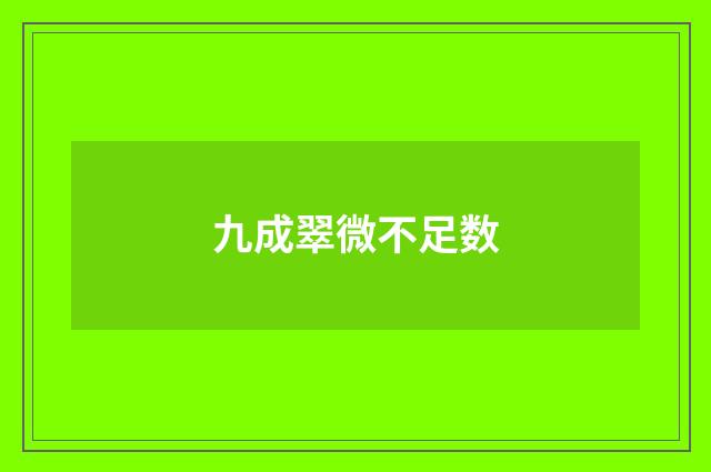 九成翠微不足数