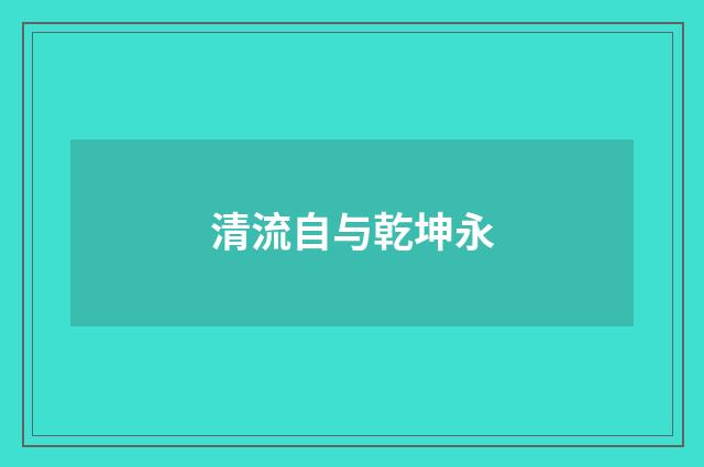 清流自与乾坤永