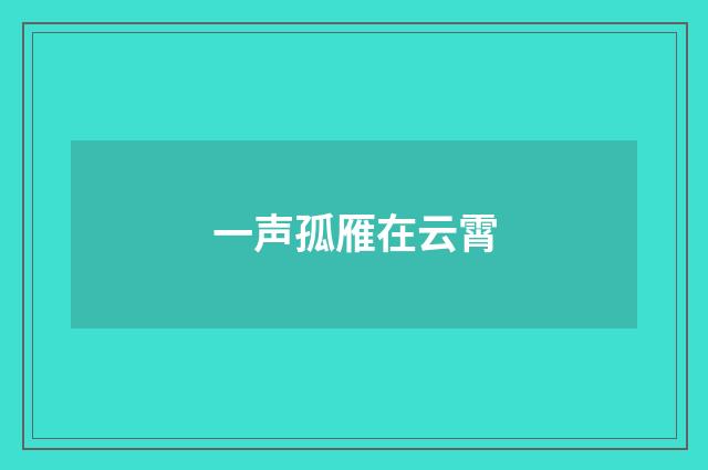 一声孤雁在云霄