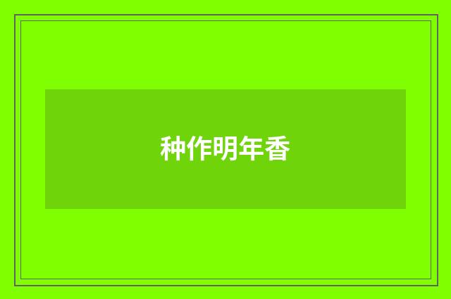 种作明年香