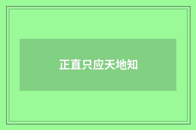正直只应天地知