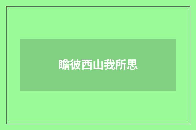 瞻彼西山我所思