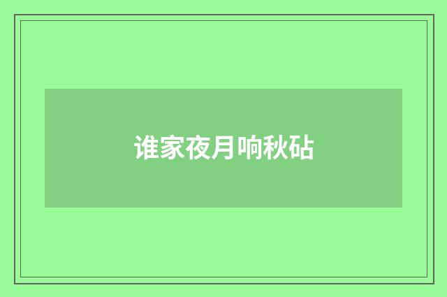 谁家夜月响秋砧