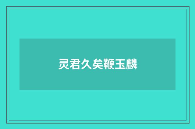 灵君久矣鞭玉麟