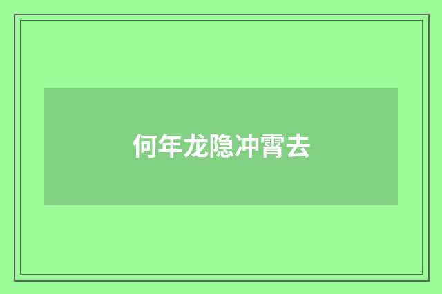 何年龙隐冲霄去