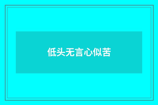 低头无言心似苦