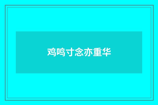 鸡鸣寸念亦重华
