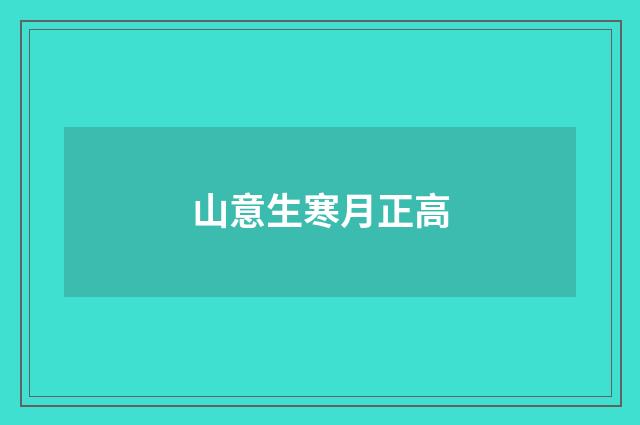 山意生寒月正高