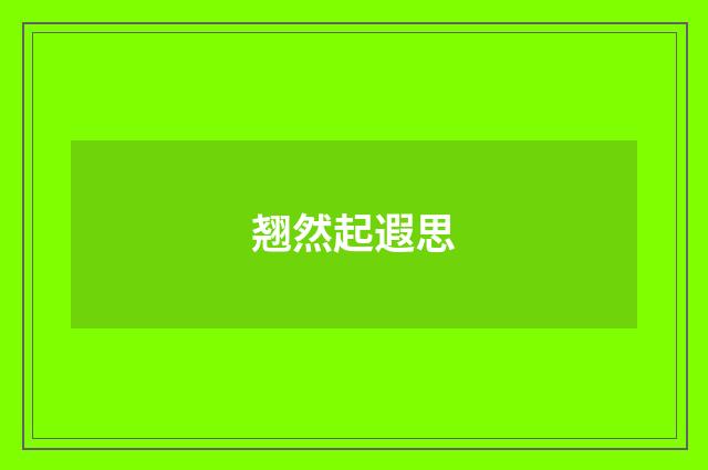 翘然起遐思