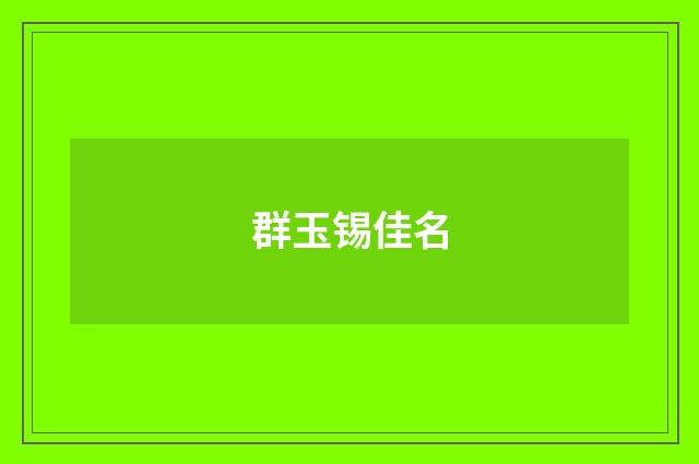 群玉锡佳名