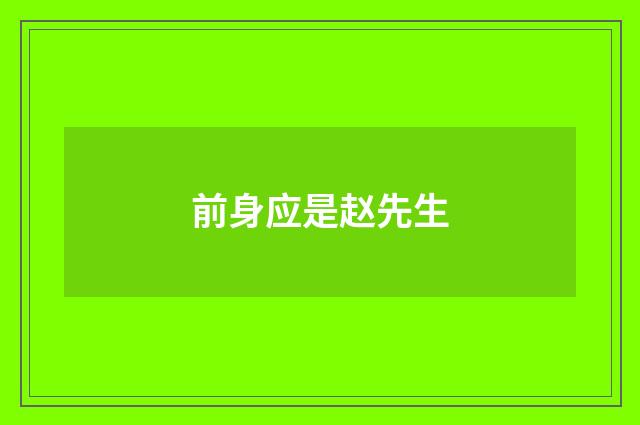 前身应是赵先生