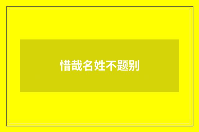 惜哉名姓不题别