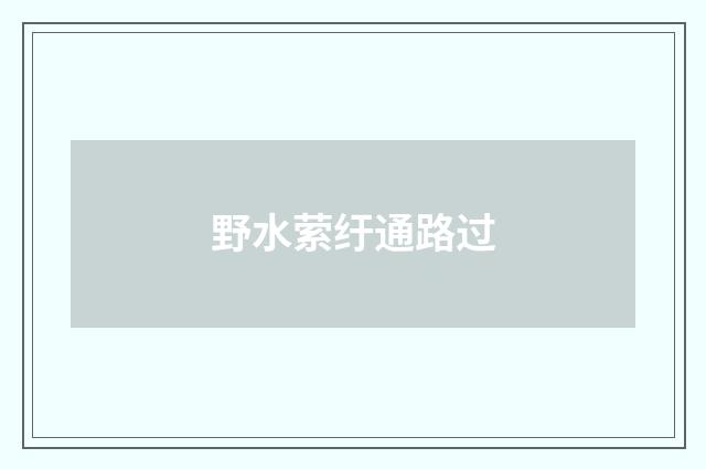 野水萦纡通路过