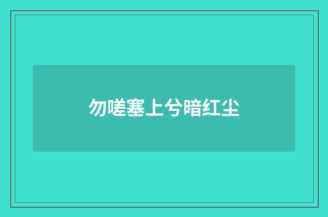 勿嗟塞上兮暗红尘