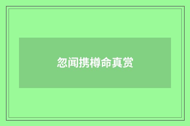 忽闻携樽命真赏