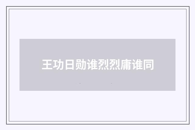 王功日勋谁烈烈庸谁同