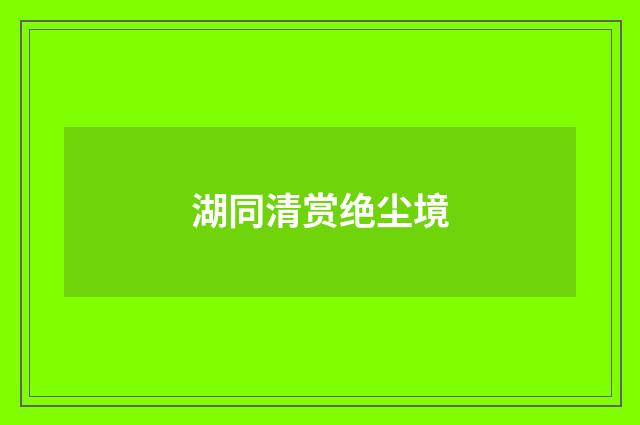 湖同清赏绝尘境