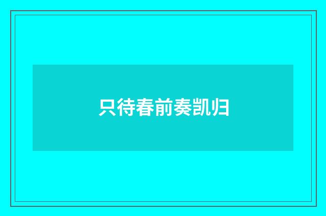 只待春前奏凯归