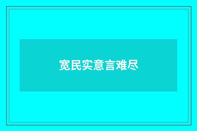 宽民实意言难尽