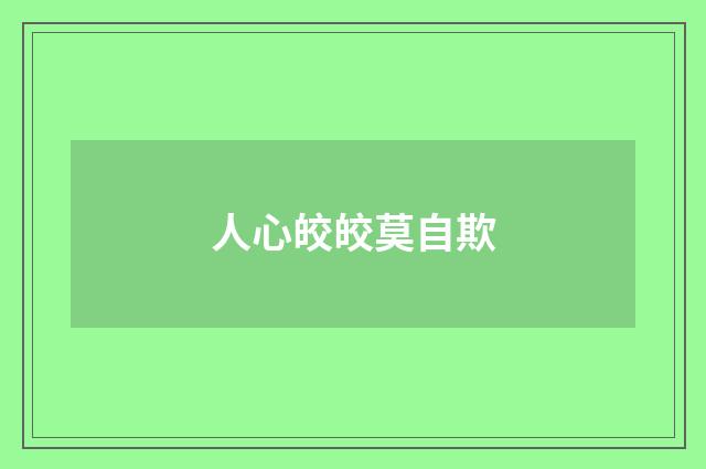 人心皎皎莫自欺