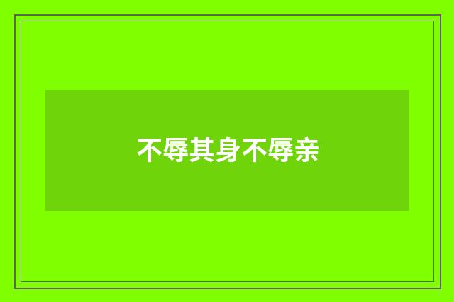 不辱其身不辱亲