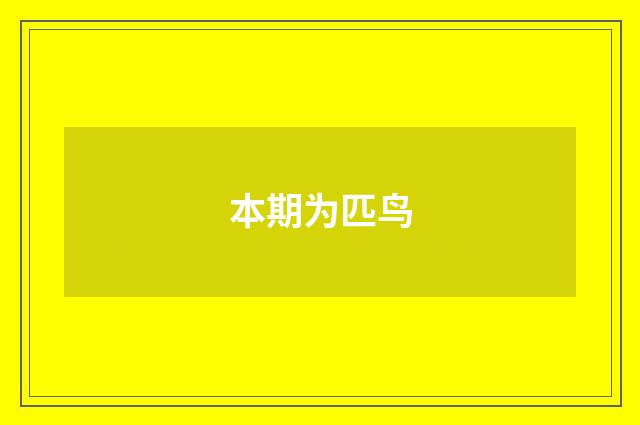 本期为匹鸟