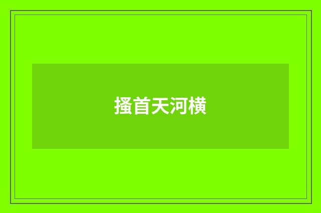 搔首天河横