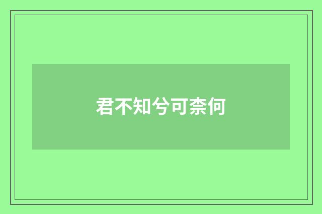 君不知兮可柰何