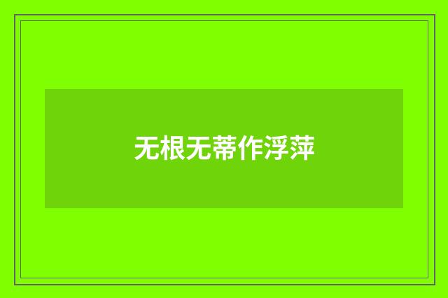 无根无蒂作浮萍