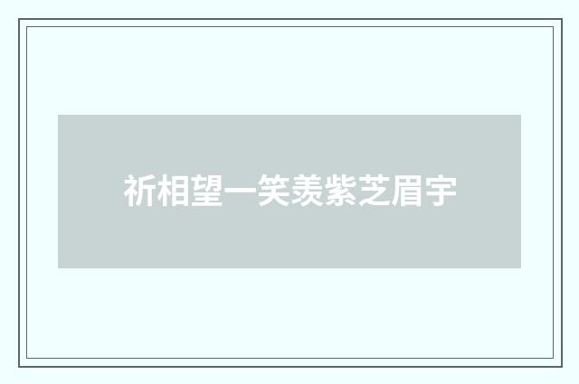 祈相望一笑羡紫芝眉宇