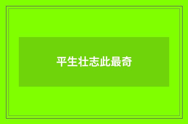 平生壮志此最奇