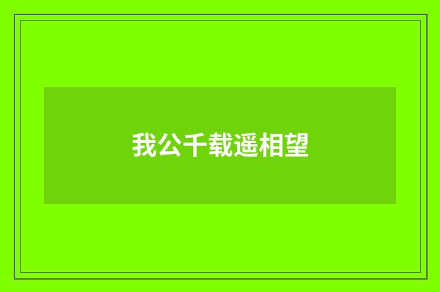 我公千载遥相望