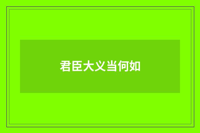 君臣大义当何如