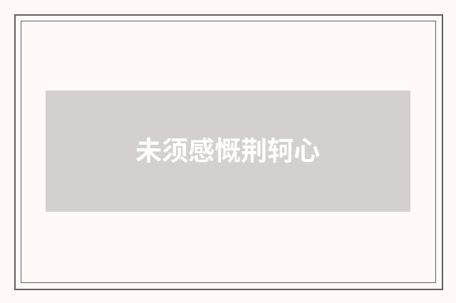 未须感慨荆轲心